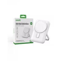 ราคา Uvolt พาวเวอร์แบงค์ EP-114 พร้อมกับขาตั้ง ทำให้สามารถใช้เป็นที่วางโทรศัพท์มือถือขณะที่ชาร์จโดยชาร์จแบบไร้สายได้สูงสุด 15W และแบบเสียบสาย สูงสุด 20W สีขาว (MKP1804082)