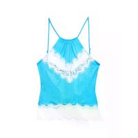 ราคา KLOSET (SS25) เสื้อสายเดี่ยวแต่งลูกไม้ สำหรับผู้หญิง สีฟ้า S (MKP1986732)