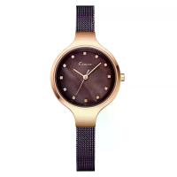 ราคา KIMIO นาฬิกาข้อมือผู้หญิง Fashion Simple ตกแต่งเพชรบนหน้าปัดหรูหรา สายสแตนเลส หัวเข็มขัด ปรับสายได้ รุ่น K6225 สีน้ำตาล (MKP0546188)