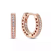 ราคา Pandora ต่างหู Pandora Rose hoop earrings with clear cubic zirconia สีโรส (MKP1162913)