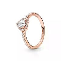 ราคา PANDORA แหวน Heart Pandora Rose ring with clear cubic zirconia สีโรส 52CM (MKP1223966)