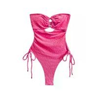 ราคา KLOSET (KK23)ชุดว่ายน้ำวันพีช แต่งดีเทลอะไหล่วงกลมตรงกลางอก สีชมพู M (MKP1489212)