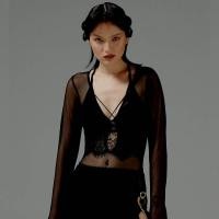 ราคา BLACKDOG BKK บอดี้สูทสีดำเข้ารูปตาข่ายซีทรู Free Size (MKP1079404)