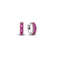 ราคา PANDORA ต่างหู Sterling silver hoop earrings with phlox pink crystal สีเงิน (MKP1988143)