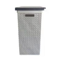 ราคา DKW ตะกร้าผ้าเหลี่ยมพร้อมฝาปิดพลาสติกลายสาน รุ่น HH-1120L ขนาด 29.5 x 44 x 52 ซม. สีเทา (MKP1120673)