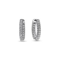 ราคา Pandora ต่างหู Sterling silver hoop earrings with clear cubic zirconia สีเงิน (MKP1492127)