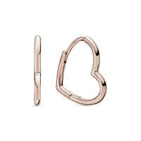 ราคา Pandora ต่างหู Small asymmetric heart Pandora Rose hoop earrings สีโรส (MKP1336439)