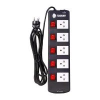 ราคา TOSHINO รางปลั๊กไฟ 5 ช่อง รุ่น TIS515-5M 3x1.5 ขนาด 5 เมตร สีดำ (MKP1132691)