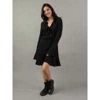 ราคา AMERICAN EAGLE เดรสผู้หญิง 7443 INTL RUFFLE WRAP MINI DRESS สี ดำ S (MKP1668694)