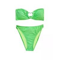 ราคา KLOSET (KK23)ชุดว่ายน้ำเกาะอก ตรงกลางแต่อะไหล่หัวใจ สีเขียว M (MKP1479813)