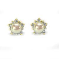 ราคา FINEJEWELTHAI ต่างหูมุก-ฐานต่างหูเพชร-มุกแท้-เพชรสังเคราะห์-เงินแท้925-E1095jk-E1032pl-g สีทอง (MKP0928100)