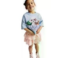 ราคา MARKS & SPENCER KIDS เสื้อยืดแขนสั้นเด็กเล็กผู้หญิง Pure Cotton Dog สี Soft Blue 5-6 Years (CDS21527265)