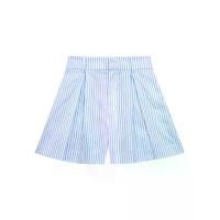 ราคา KLOSET (RS23)กางเกงขาสั้นจีบหน้า ลายริ้ว สีฟ้า S (MKP1423862)