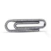 ราคา PANDORA ลิงก์ Paper clip sterling silver link with clear cubic zirconia สีเงิน (MKP1363109)