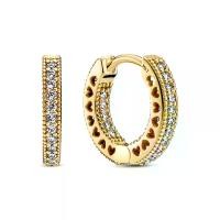 ราคา PANDORA ต่างหู แบบห่วงตกแต่งพาเว่ โทนสีอบอุ่นทอง 14k สีทอง (MKP0887720)