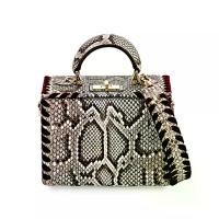 ราคา S'UVIMOL กระเป๋าถือทรงกล่องลายหนังงูลายธรรมชาติ S (MKP0040476)