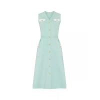 ราคา ASV ( PF24 ) เดรสผู้หญิง คอวี แขนกุด แต่งกระเป๋าหน้า กระดุมทอง สีเขียว M (MKP1809259)