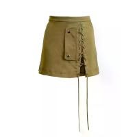 ราคา Senada กระโปรงผู้หญิงสั้นไขว้เชือกสีเขียวมะกอก 36 EU (MKP1998199)