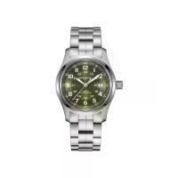 ราคา HAMILTON นาฬิกาข้อมือผู้ชาย Khaki Field Auto 42mm รุ่น H70605160 สีเขียว - สายเบลสเล็ต (MKP2000586)
