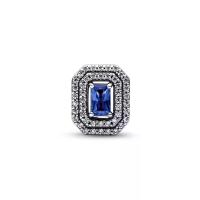 ราคา PANDORA ชาร์ม Sterling silver charm with princess blue crystal and clear cubic zirconia สีเงิน (MKP1389251)