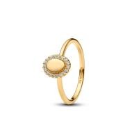 ราคา PANDORA แหวน Engravable Oval Halo Ring สีทอง 50 (MKP2019764)