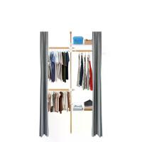 ราคา TUGU ชุดราวแขวน 3เสา 3ราวแขวน 1ตะกร้า 1ชั้นวาง พร้อมชุดรางม่านและผ้าม่าน ลายไม้(R27M) (MKP1725228)