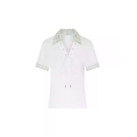 ราคา ASV ( SS25 )เสื้อยืดผู้หญิง แขนสั้น คอปก ดีเทลเชือกร้อยไขว้ด้านหน้า สีขาว L (MKP2024444)