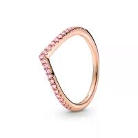 ราคา PANDORA แหวน Wishbone 14k rose gold-plated ring with fancy fairy tale pink cubic zirconia สีโรส 52CM (GRMKPPR000006502)