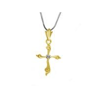 ราคา FINEJEWELTHAI จี้ไม้กางเขน เงินแท้ ฝังเพชรสังเคราะห์ เกรด AAA สีทอง (MKP2036284)