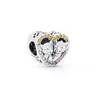 ราคา PANDORA ชาร์ม Disney Simba and Nala silver heart charm with rose pink crystal, orange and honey CZ สีเงิน (MKP2019677)