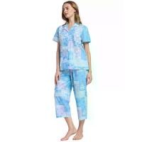 ราคา CLAUDIA'S ROMANCE ชุดนอนผู้หญิงเสื้อเชิ้ต ปกฮาวาย แขนสั้น + กางเกงขา 5 ส่วน สีฟ้า S (CDS22689085)