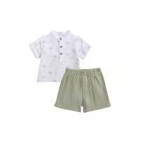 ราคา Angel Baby ชุดเซ็ตเด็กเล็กผู้ชาย เสื้อยืดแขนสั้น + กางเกงขาสั้น สีขาว 80 JP (CDS22218759)