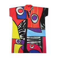 ราคา YODYOKO คาฟทานเดรสปกเชิ้ต - สีแดง : ลายวงกลมสีแดงและสีม่วงลอยอยู่เหนือบล็อกสีเส้นสีดำและสีขาว Free Size (GRMKPPR000181156)