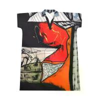 ราคา YODYOKO คาฟทานเดรสปกเชิ้ต - สีแดง : ลายรอยแปรงสีดำตัดกับบล็อกสีแดงอันโดดเด่น Free Size (MKP2031807)