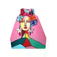 ราคา YODYOKO เดรสผู้หญิง-สีชมพู : ฟรีดา คาห์โล สวมมงกุฎดอกไม้และต่างหูสีขาวบนพื้นหลังสีชมพู Free Size (GRMKPPR000182060)