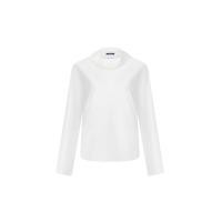 ราคา ASAVA (AW24 )เสื้อเบลาส์ผู้หญิงแขนยาว คอตั้ง แต่งชายเสื้อโค้ง สีขาว M (MKP1879517)