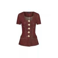 ราคา ASAVA ( SS25 )เสื้อเบลาส์ผู้หญิง แขนสั้น แต่งตะเข็บด้านหน้าและหลัง สีน้ำตาล S (MKP2029474)