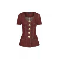 ราคา ASAVA ( SS25 )เสื้อเบลาส์ผู้หญิง แขนสั้น แต่งตะเข็บด้านหน้าและหลัง สีน้ำตาล M (MKP2029510)