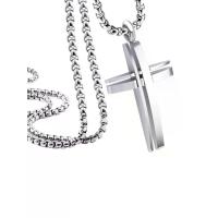 ราคา 555jewelry สร้อยคอ Unisex สแตนเลสสตีล ดีไซน์ ไม้กางเขน สีเงิน 45cm (GRMKPPR000122872)