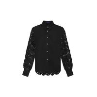 ราคา ASAVA ( AW24 )เสื้อเชิ้ตผู้หญิง แขนยาว กระดุมหน้า ผ้าลูกไม้ตาไก่ 3 มิติ สีดำ L (MKP1890270)
