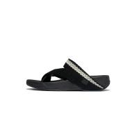 ราคา FitFlop™ รองเท้าแตะแบบหูหนีบผู้ชาย SLING STRIPE-WEBBING/LEATHER สี BLACK 10 UK (MKP2052232)
