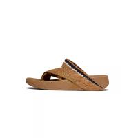 ราคา FitFlop™ รองเท้าแตะแบบหูหนีบผู้ชาย SLING STRIPE-WEBBING/LEATHER สี BROWN 10 UK (MKP2052332)