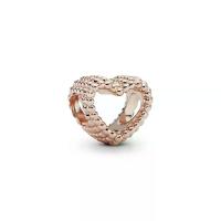 ราคา PANDORA จี้ชาร์ม Beaded heart PANDORA Rose charm สีโรส (MKP1464960)
