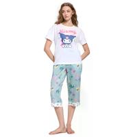 ราคา SANRIO ชุดนอนผู้หญิงเสื้อยืดแขนสั้น + กางเกงขา 5 ส่วน Kuromi Star สีฟ้า M (CDS22894199)