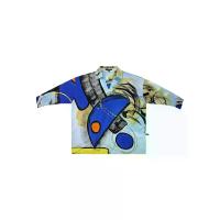 ราคา YODYOKO เสื้อเชิ้ตแขนยาวผู้หญิง - สีฟ้า : ลายสามเหลี่ยมน้ำเงินในโลกพู่กันดำ Free Size (MKP2063304)