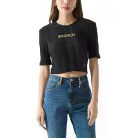 ราคา F FASHION เสื้อนิตทรงครอป ผู้หญิง สีดำ L (MKP1872771)