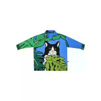 ราคา YODYOKO เสื้อเชิ้ตแขนยาวผู้หญิง - สีน้าเงิน : ลายแมวดำกลางใบไม้เขียวบนพื้นฟ้า Free Size (MKP2063291)