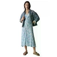 ราคา Marks & Spencer ชุดเดรสผู้หญิง Midaxi Tea Printed สี Blue Mix 14 Short (CDS13358891)