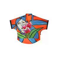 ราคา YODYOKO เสื้อปีกค้างคาวผู้หญิง - สีส้ม : ลายหญิงสาวในลายเส้นกับดอกทิวลิปบนพื้นส้ม Free Size (MKP2063261)