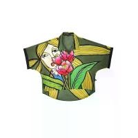 ราคา YODYOKO เสื้อปีกค้างคาวผู้หญิง - สีเขียว : ลายหญิงสาวในลายเส้นกับดอกทิวลิปบนพื้นเขียว Free Size (GRMKPPR000186268)